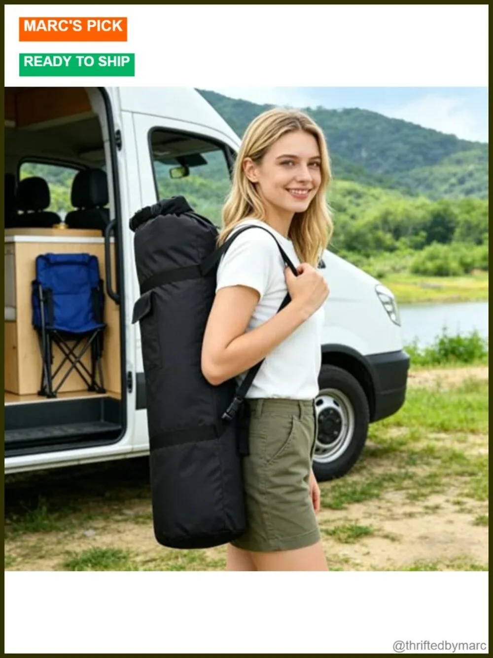 Heavy Duty 900D Oxford Camping Chair Bag, Padded Shoulder Straps, Click Clack